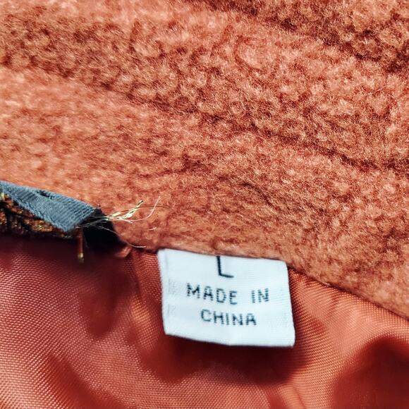 Vintage Bob Mackie Wearable Art Orange Embroidered Fleece Jacket Women's Size L - Picture 10 of 11